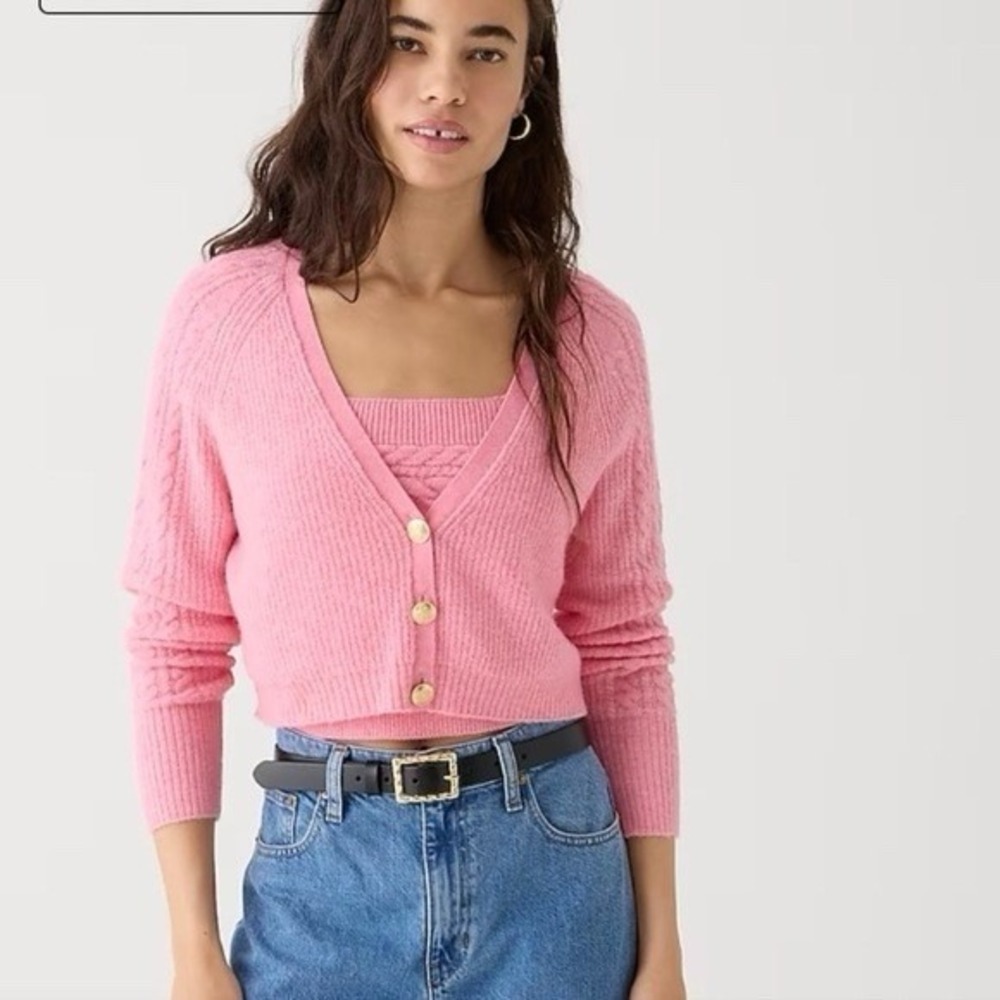 J. Crew Pink School Girl Button Up Merino Alpaca Wool Sweater XXS
